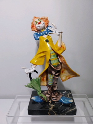 Vintage Simonelli Depose Italy Lady Clown on Carrara Marble