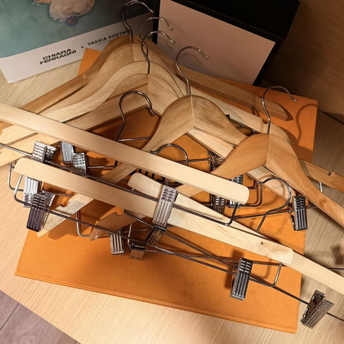 Wooden hangers with clips, pack of 9, IKEA