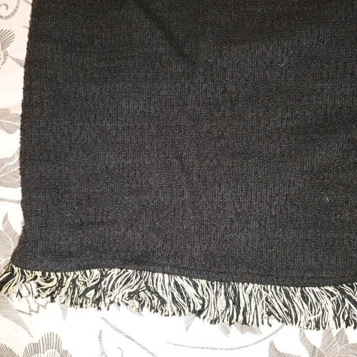 Zara black tweed off-shoulder top like new with fringes