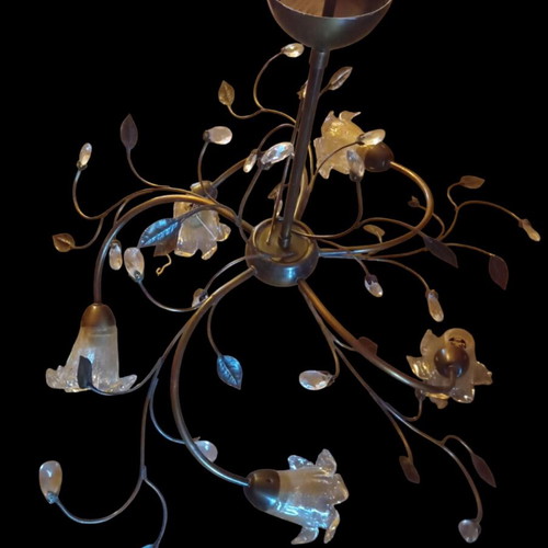 Bronze 5-Light Ceiling Lamp like new with Swarovski crystals