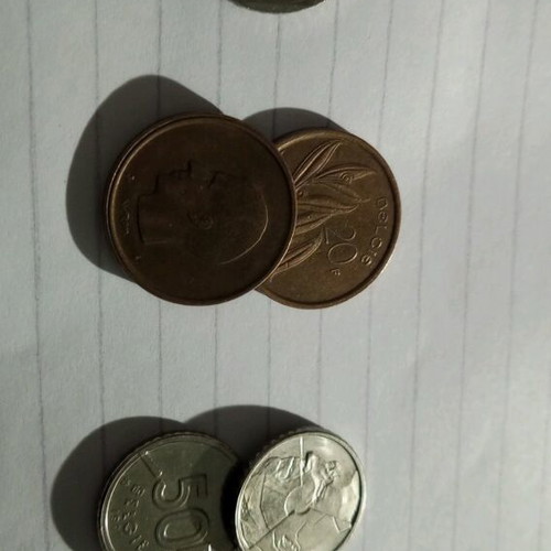 Coins used, French francs, Belgian francs and drachmas