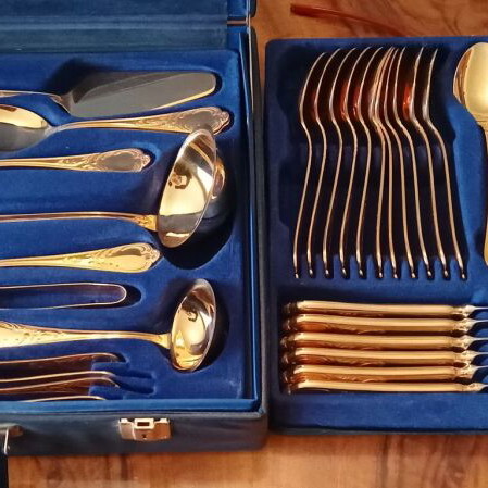 Gold-plated 24K Solingen cutlery set 71 pieces new