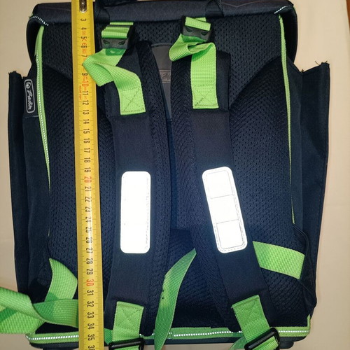 Herlitz Midi Green Robo Dragon school backpack used, 16lt blue with bottle holder