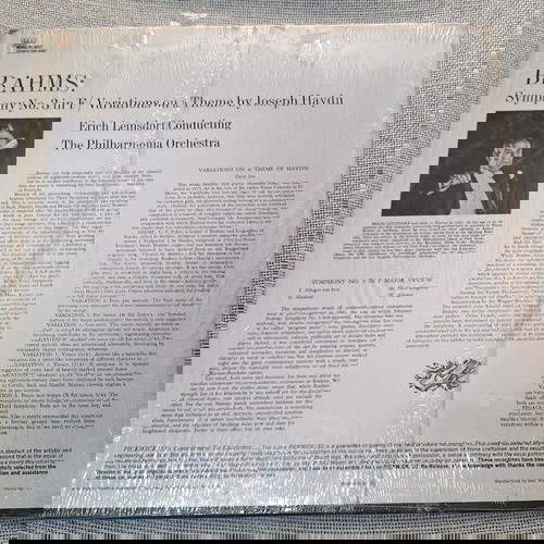 Brahms Symphony No. 3 In F / Variations On A Theme Joseph Haydn LP μεταχειρισμένο