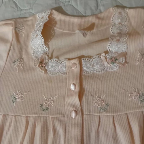 Nightgown Zeanette used, pink beige salmon with white lace