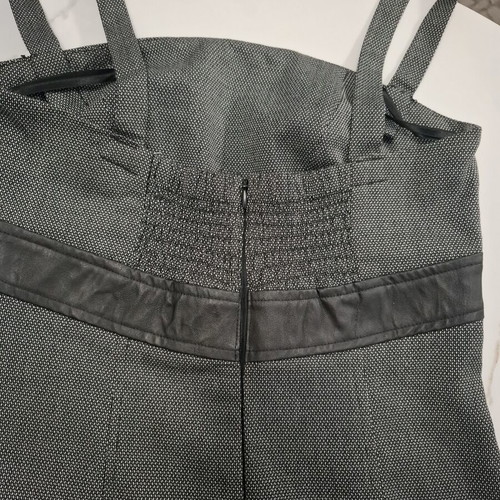 Angelo Psarros Midi Dress with Leather Detail Grey like new