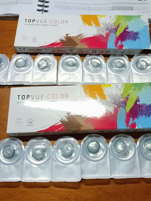 Colored daily contact lenses sapphire blue, 16 lenses for myopia