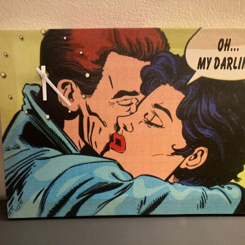 Pop art canvas wall clock analog like new