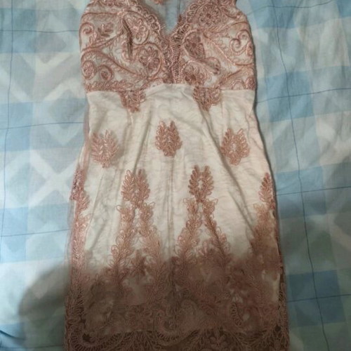 Dress with embroidery and lace pink new On Line, size S