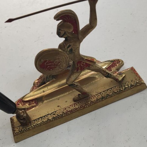 Vintage brass inkwell used