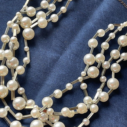 Vintage multi-strand faux pearl necklace 4 strands 80s-90s