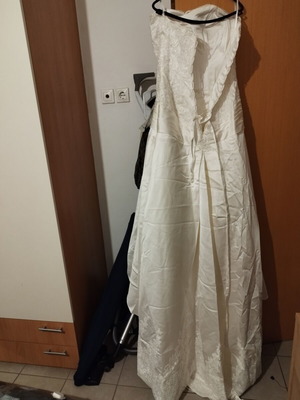 Wedding dress A-line used, white and gray