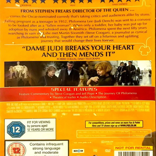 Philomena DVD κωμωδία με Judi Dench και Steve Coogan, καινούργιο, αγγλικοί υπότιτλοι