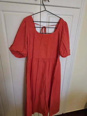 Dress Marks & Spencer red XXL like new with balloon sleeve and open back