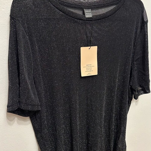 Shein black see-through women's blouse with shimmer, XL