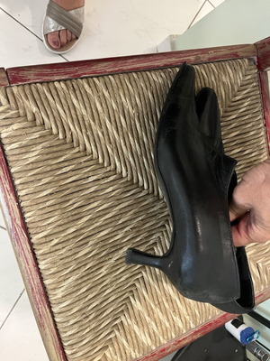 Leather ankle heel pumps size 38 black like new