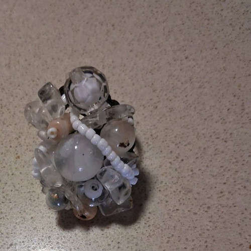 Handmade cluster rings with beads and crystals, adjustable size