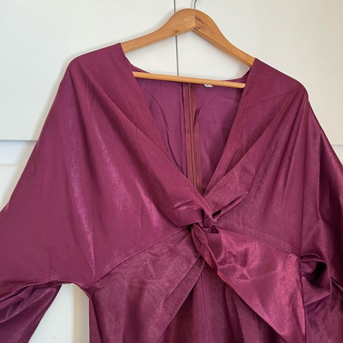 Long satin dress Shein purple like new with low slit size L