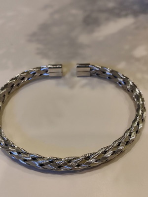 Braided chain silver tone bracelet, women's unisex