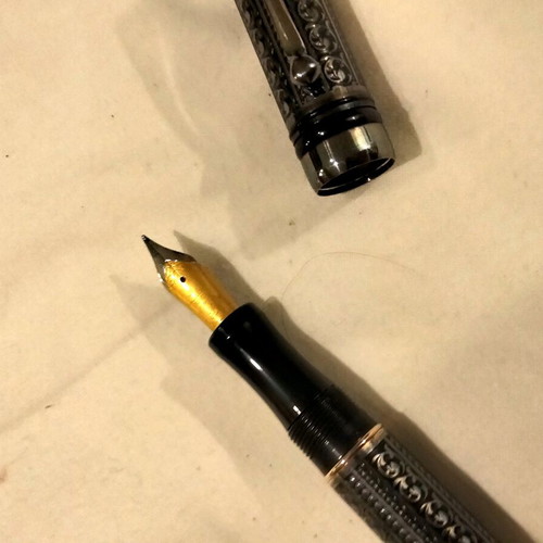 Laban Skeleton Gunmetal pen like new with filigree engraving