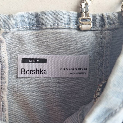 Bershka Denim Crop Top with Rhinestone Straps size S like new