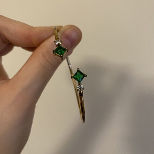 Emerald and diamond open cuff bracelet like new, gold finish