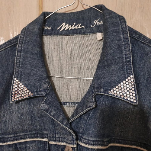 Mia denim jacket with designs new, size 52, blue