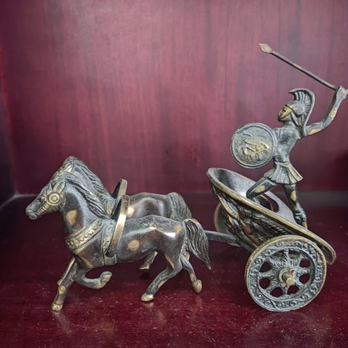 Achilles chariot used bronze decorative 18cm
