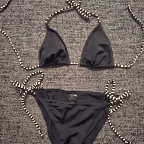 Bikini F & F black with black and white cords like new, size S