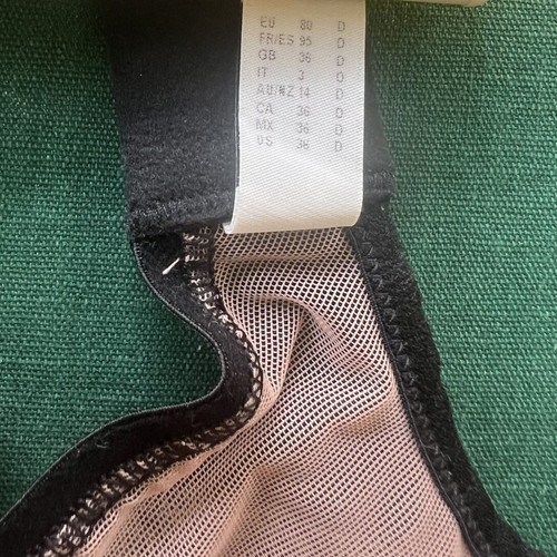 Triumph bra size 80D, black with nude mesh details