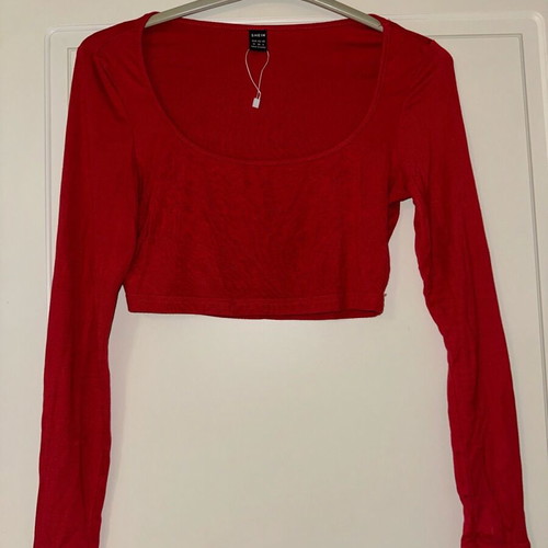 Slim long-sleeve shirt new, red, size M