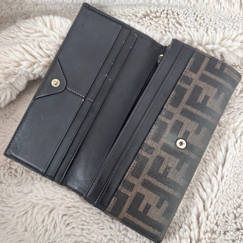 Fendi FF Zucca Monogram wallet used, vintage, black-brown