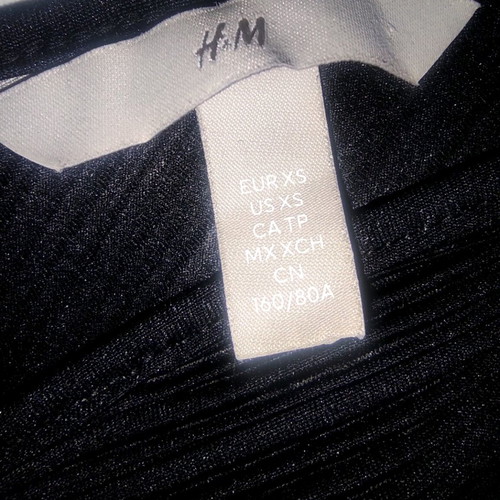 Long pleated dress H&M black, wrap style, size XS fits S, like new