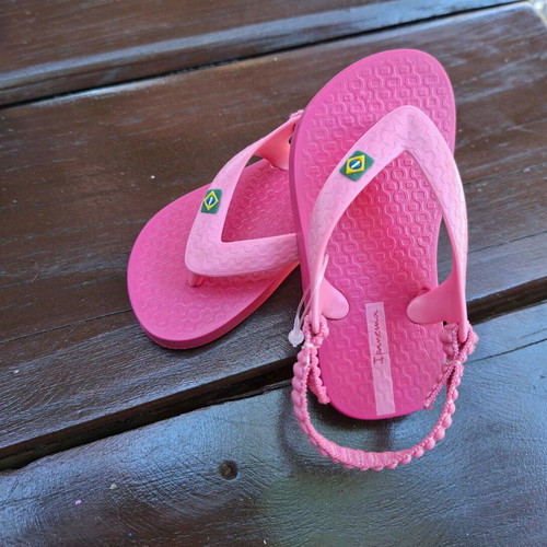 Ipanema children's sandals for girl size 21 new, pink flip flops with ankle strap