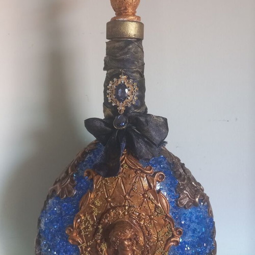 Decorative bottle handmade with decoupage techniques 30×14 cm