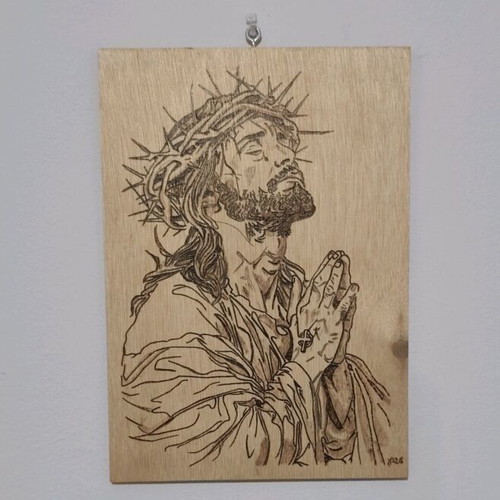 Handmade pyrography on sea wood A4 size like new