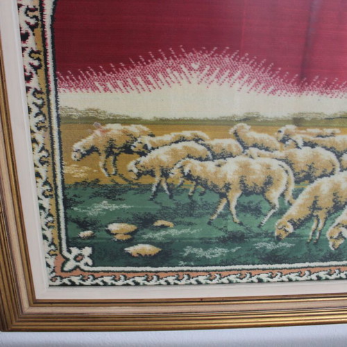 Silk prayer rug like new with Jesus Christ theme and frame