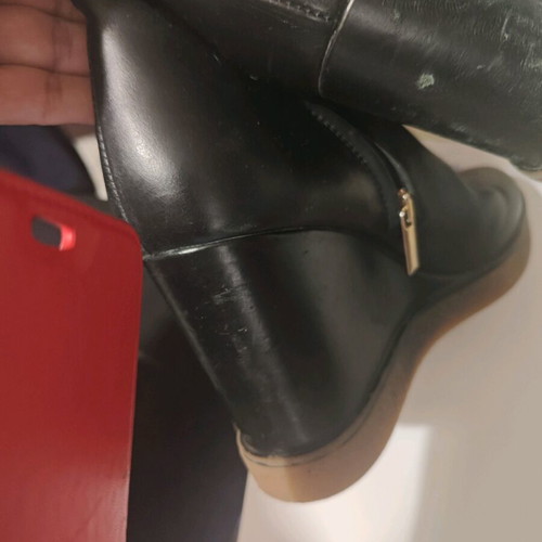 Leather ankle boots size 39 used with platform heel, black