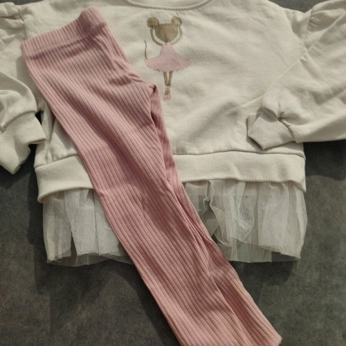 Sinsay girls' set with ballerina mouse print, like new, size 98