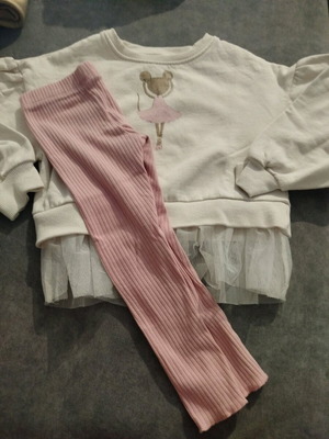 Sinsay girls' set with ballerina mouse print, like new, size 98