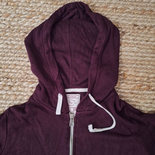 Pull & Bear women's cardigan with hood like new, red, fleece lining