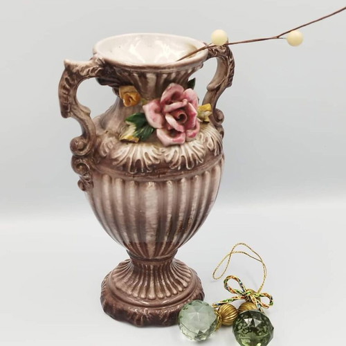Capodimonte vase used, vintage, handmade, made in Italy