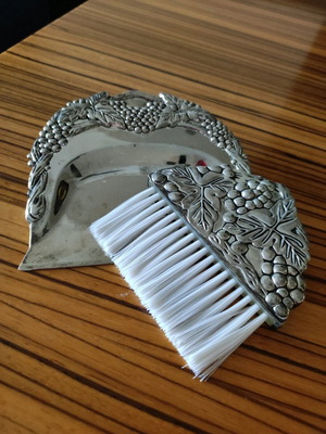 Vintage dustpan and brush set carved, like new