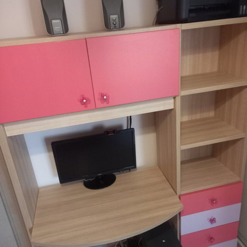 Children's desk with bookshelf, drawers and storage