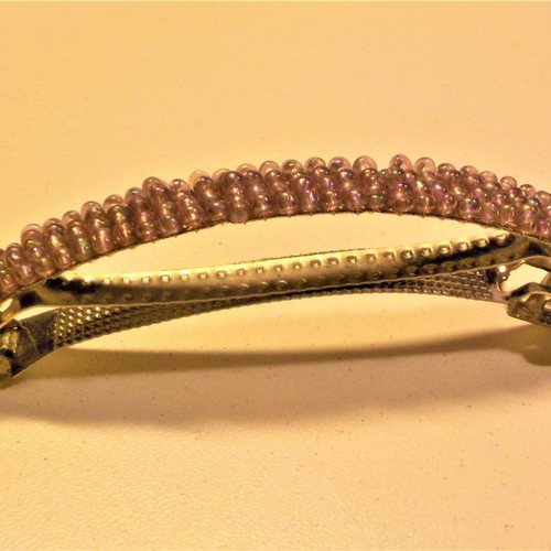 Hair clip with pink beads, 9 cm length and 8 mm width