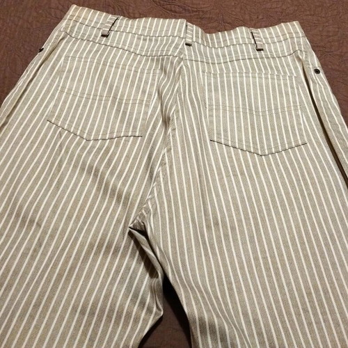 Striped summer pants Syran, white and beige, size L