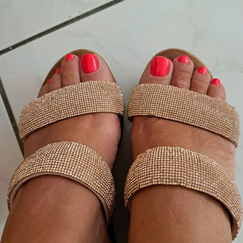 Mules with rhinestone platform pink gold like new