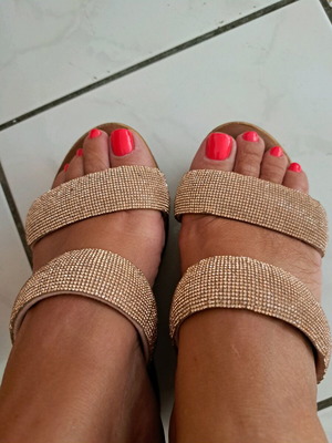 Mules with rhinestone platform pink gold like new