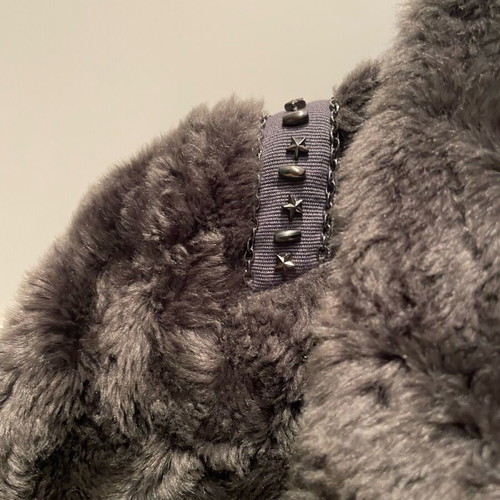 Faux fur gray small like new with design on sleeve and shoulders