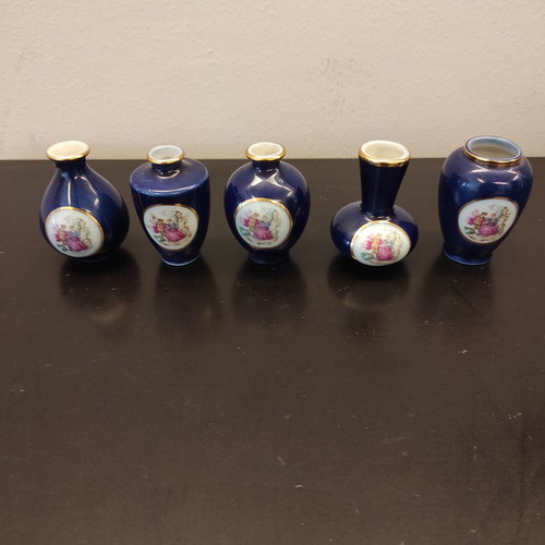 Porcelain decorative small vases like new, set of 5 pieces